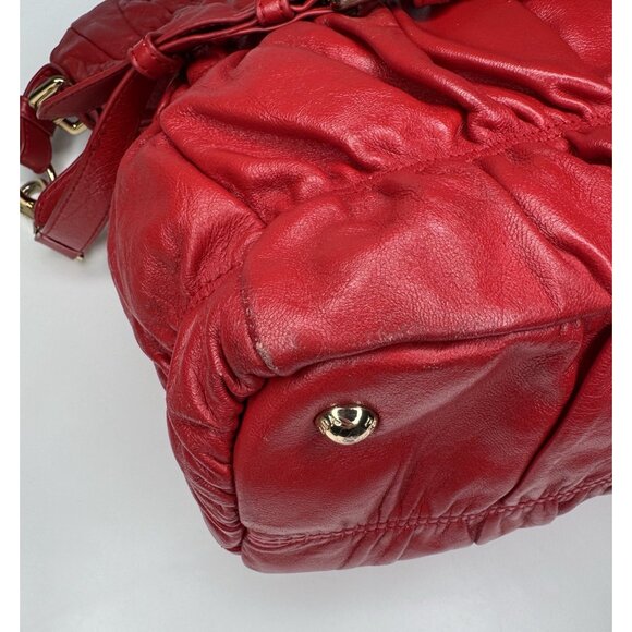 Prada Napa Gauffre Tessuto Red Leather Two Way Bag - Picture 8 of 16